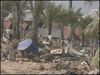 Destroyed village