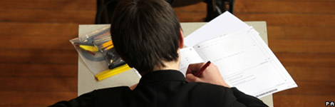 A student in an exam