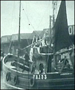 Herring smack leaving Great Yarmouth harbour