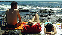 Young Spanish people at the beach