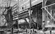 Image of the building of the Great Eastern steamship