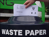 Recycling bin for waster paper