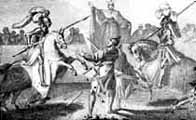 A portrayal of Richard II stopping the joust between Hereford and Norfolk