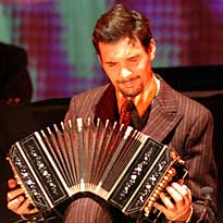 Accordion player from Gotan Project (copyright Philip Ryalls)