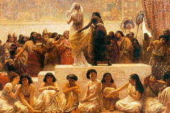 Image: Edwin Long's Babylonian Marriage Market (detail), courtesy of the Leighton House Museum, London