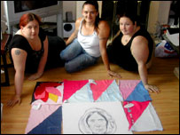 Kelly, Amanda and Vicky and the quilt