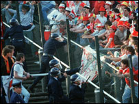 Fans rioting