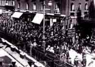 Image of recruits marching to Waterloo Station