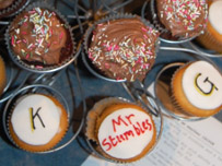 Leaving cakes baked by Laurence's Wife