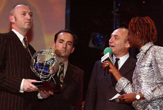 Gotan Project receive their award from Gilles Peterson