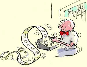 Brian's cartoon of man typing