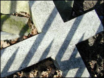 Cross shaped headstone